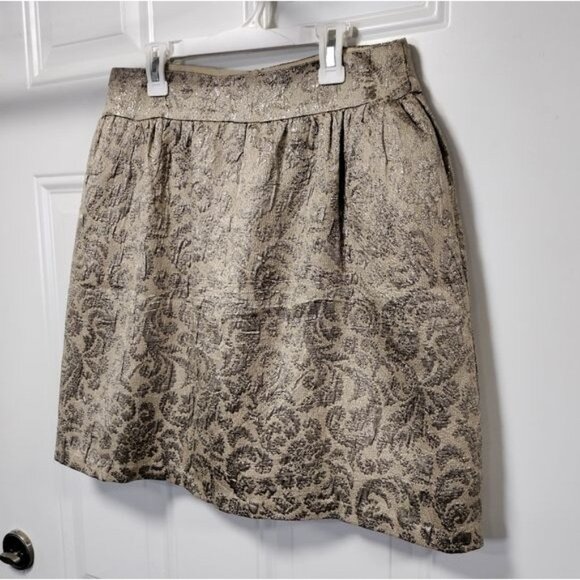 NWT Aqua Gold Lamée Twee Weddingguest Event Prom Tapestry Mini Skirt S - Picture 3 of 7